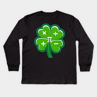 Irish Math Teacher Vintage Shamrock St Patricks Day Kids Long Sleeve T-Shirt